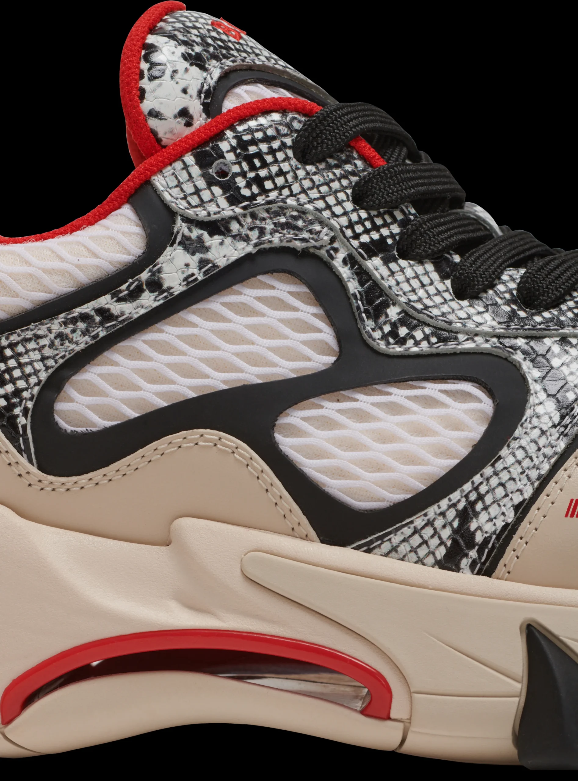 B-East Mesh And Snakeskin-effect Leather Trainers-Balmain Outlet