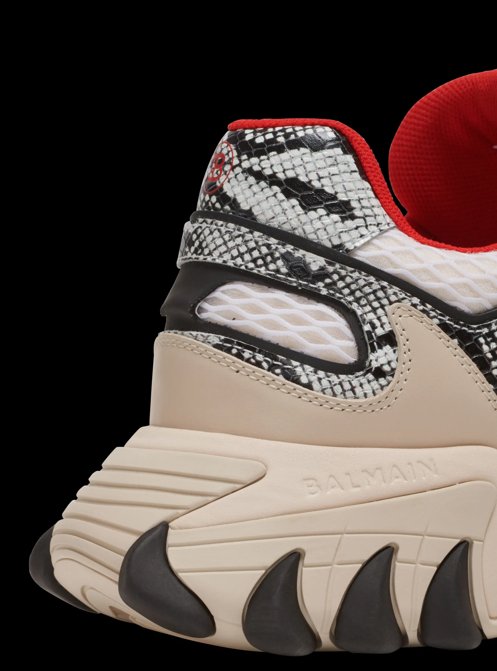B-East Mesh And Snakeskin-effect Leather Trainers-Balmain Outlet