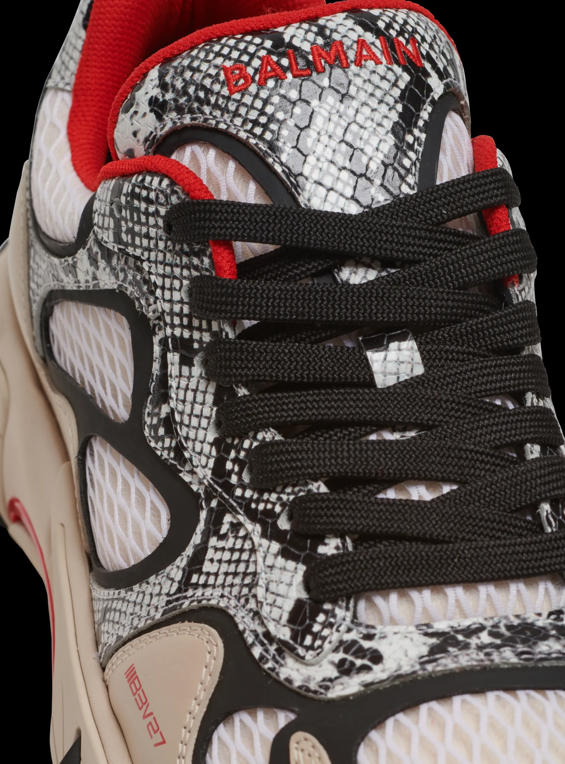 B-East Mesh And Snakeskin-effect Leather Trainers-Balmain Outlet