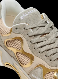 B-East Trainers In Leather, Suede And Mesh-Balmain Fashion