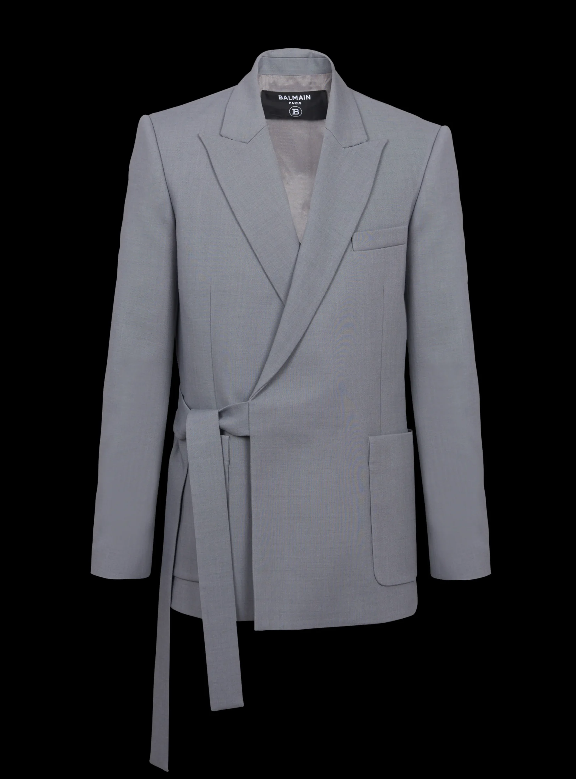 Belted Asymmetrical Jacket In Double Crepe-Balmain Store