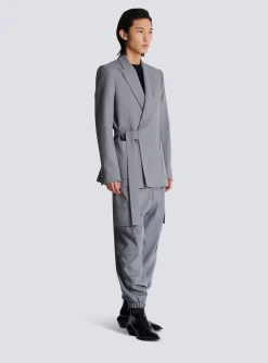 Belted Asymmetrical Jacket In Double Crepe-Balmain Store