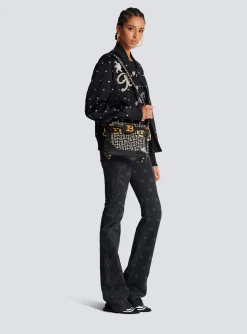 Bicolor Jacquard B-Buzz 23 Bag With Leather Panel-Balmain Best Sale