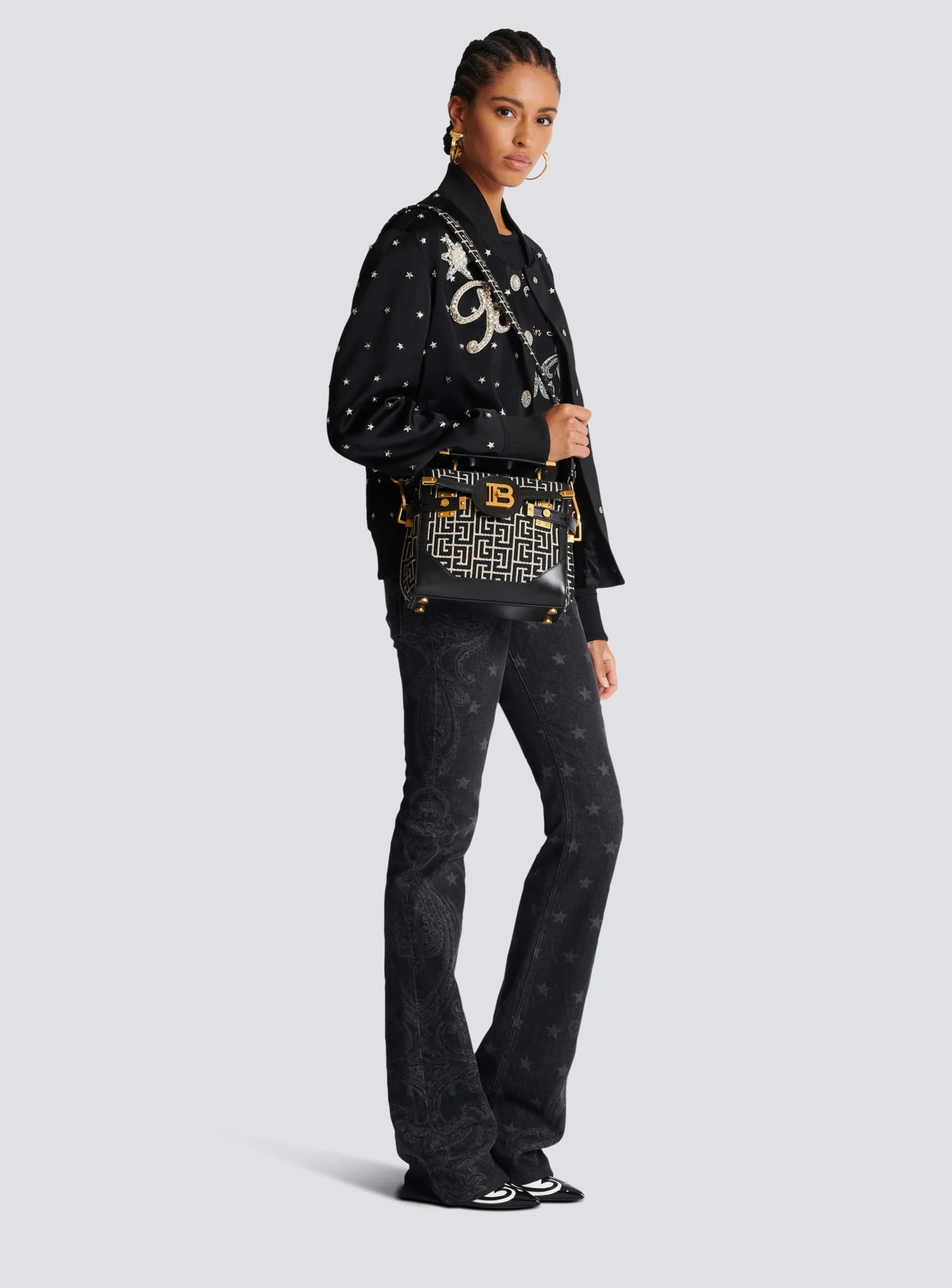 Bicolor Jacquard B-Buzz 23 Bag With Leather Panel-Balmain Best Sale