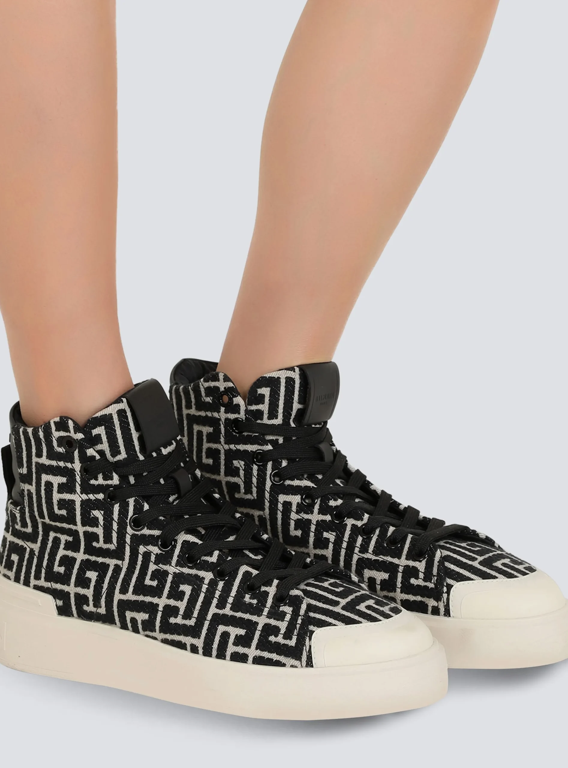 Bicolor Jacquard B-Court High-top Sneakers-Balmain Sale