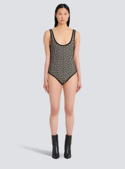Bicolor Jacquard Bodysuit With Monogram-Balmain Online