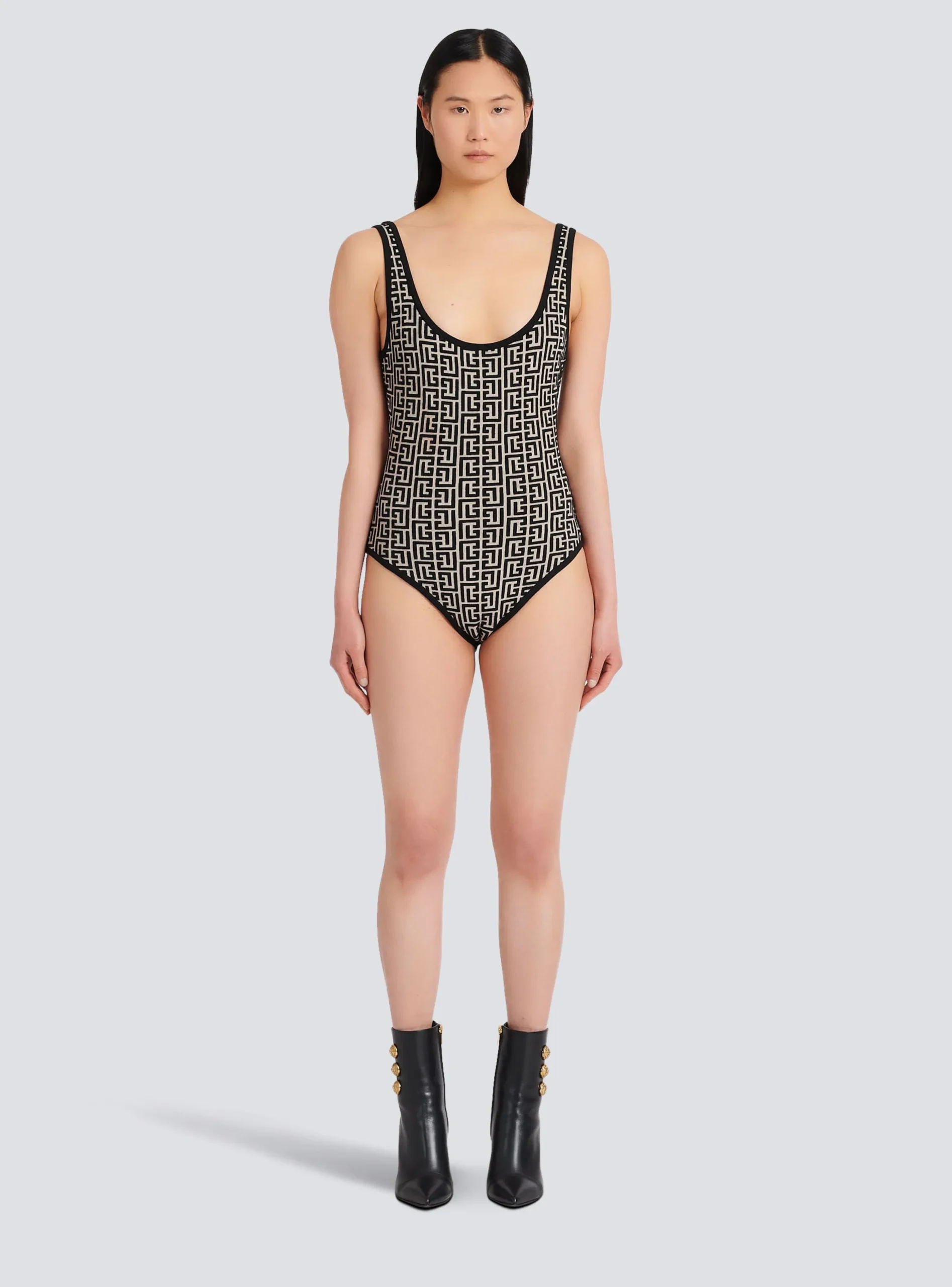 Bicolor Jacquard Bodysuit With Monogram-Balmain Online