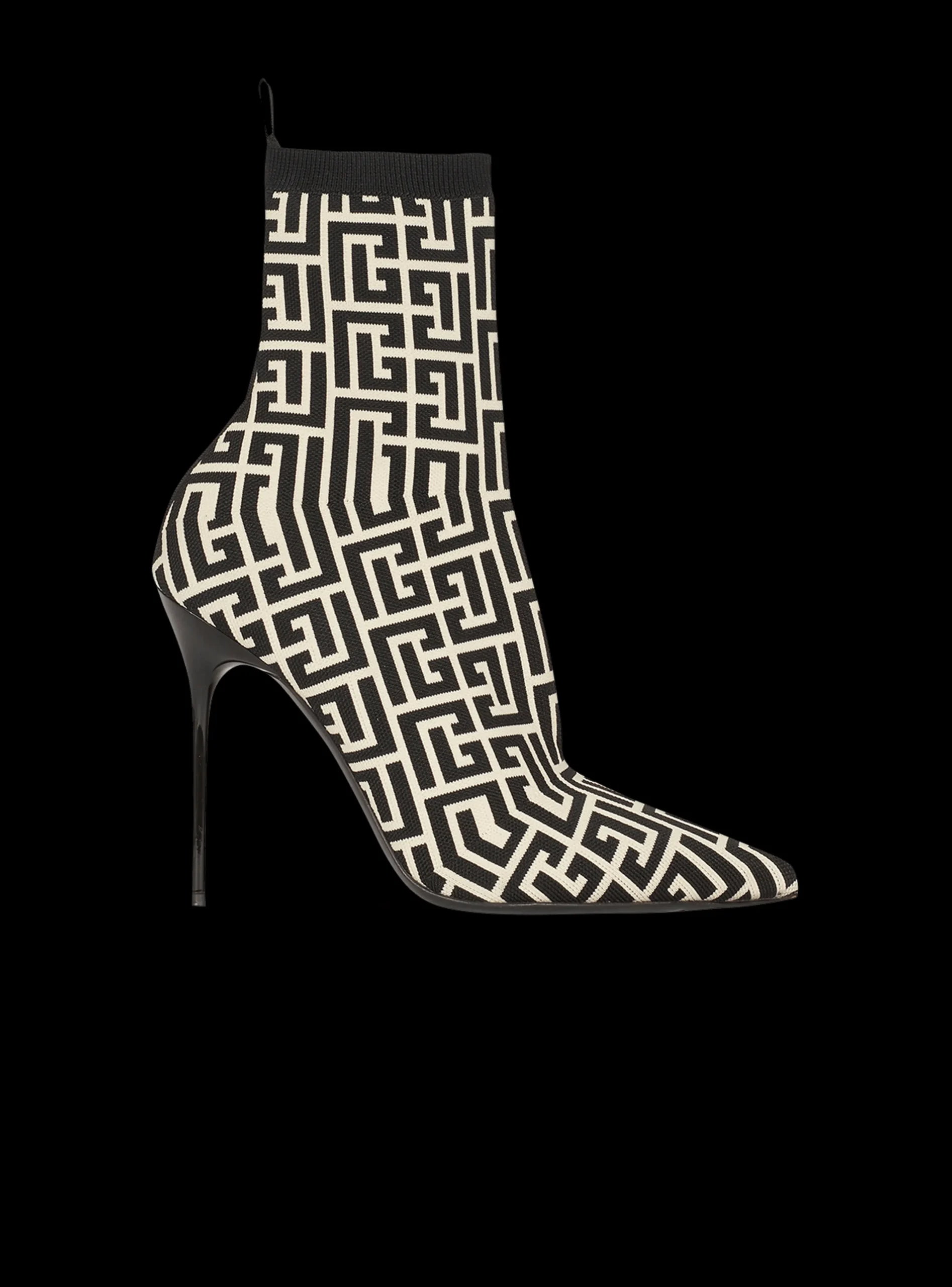 Bicolor Stretch Knit Skye Ankle Boots With Monogram-Balmain Fashion