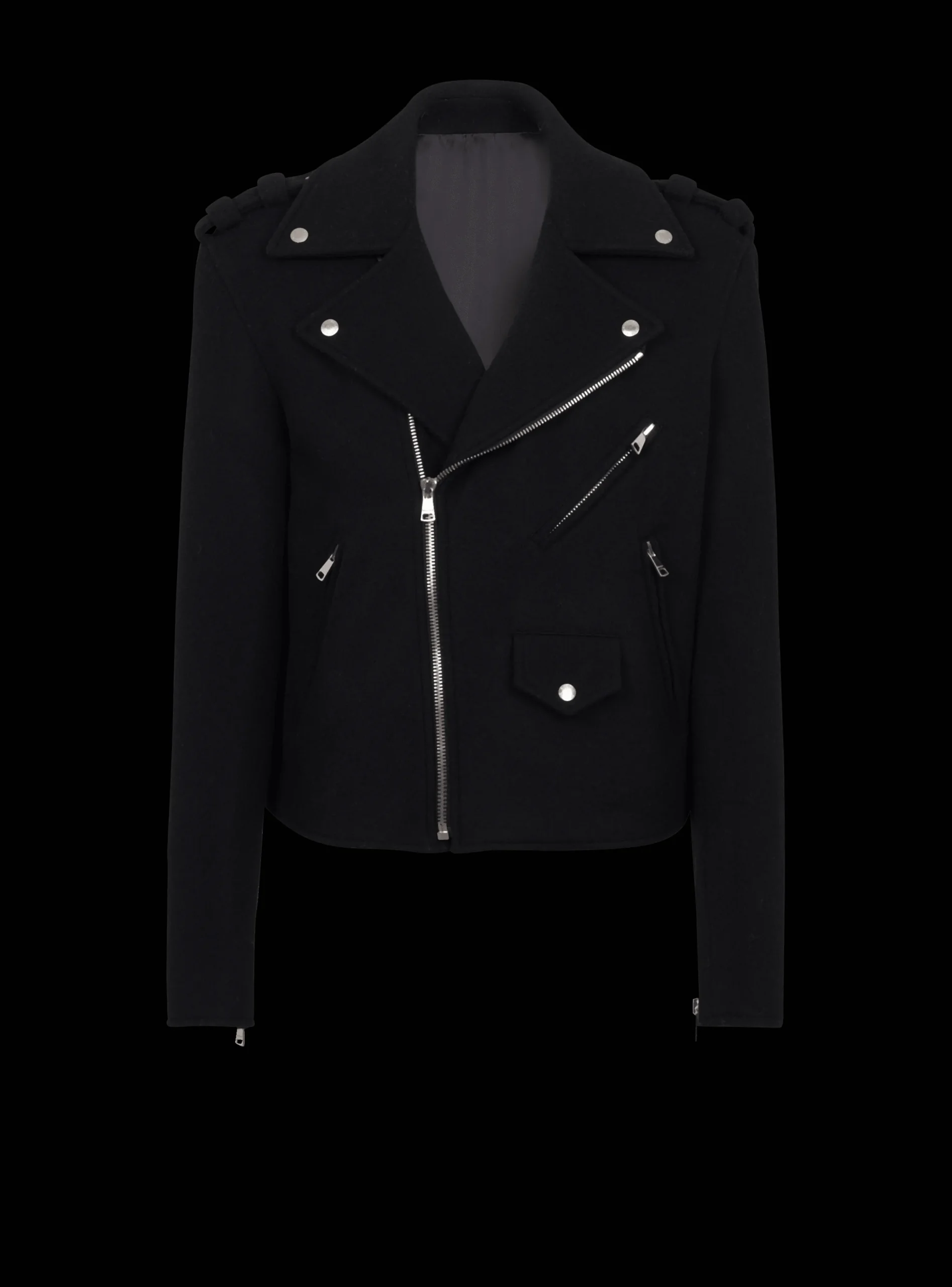 Biker Jacket In Felted Wool-Balmain Cheap
