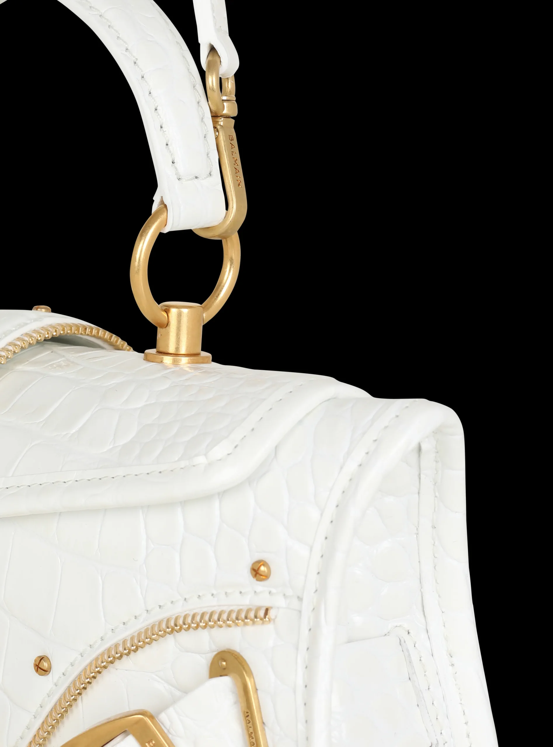 Blaze Clutch Bag In Crocodile Effect-embossed Leather-Balmain Hot