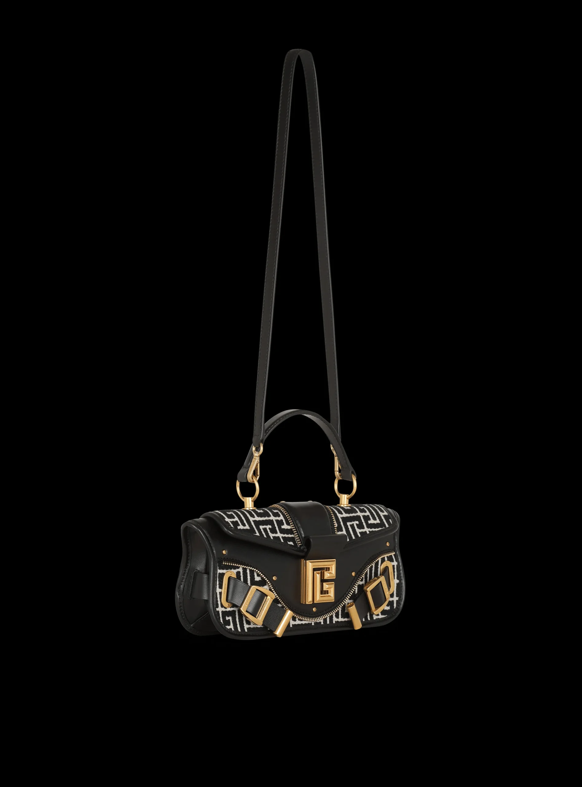 Blaze Leather Clutch Bag With Jacquard Monogram-Balmain New