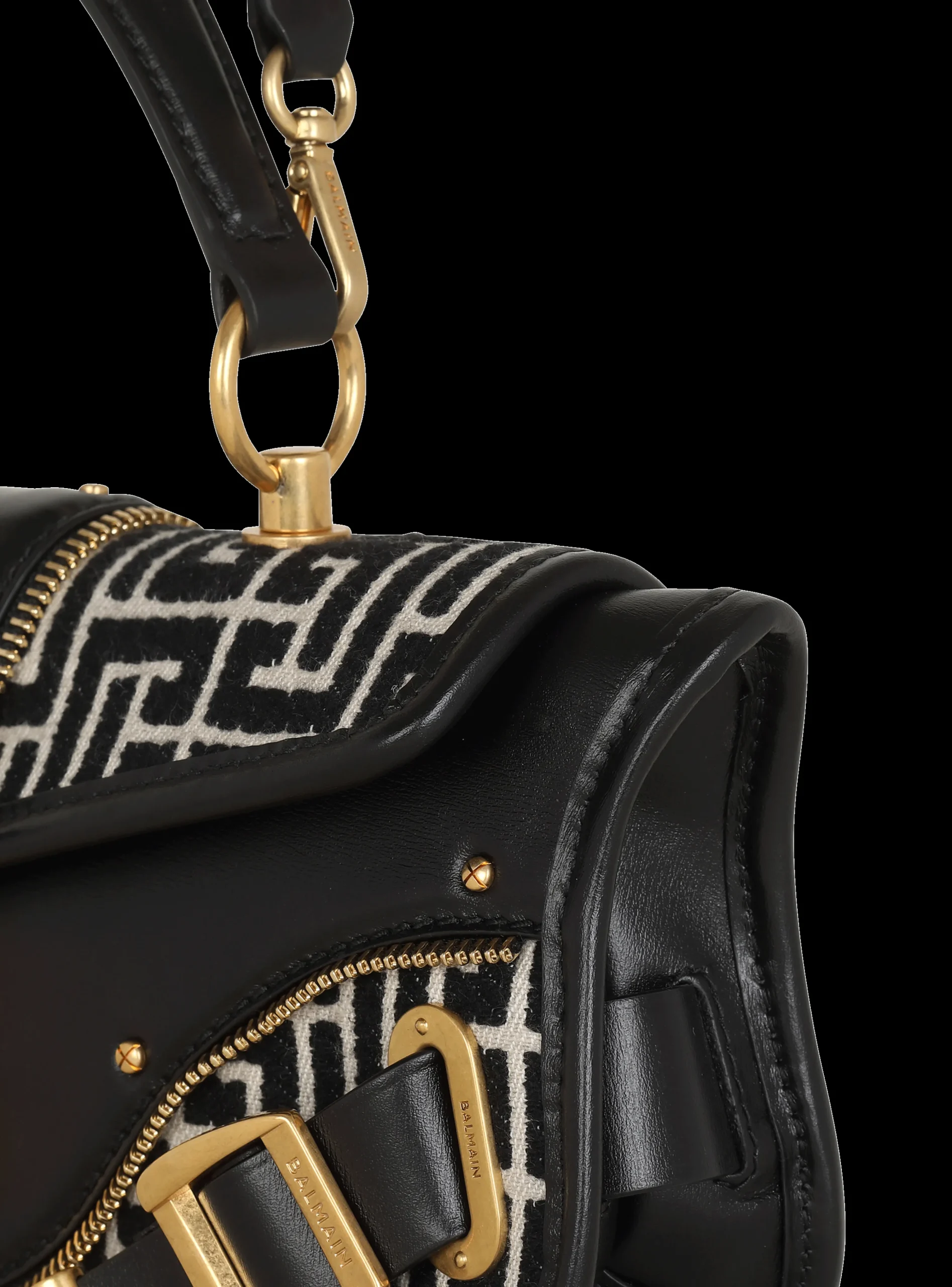 Blaze Leather Clutch Bag With Jacquard Monogram-Balmain New