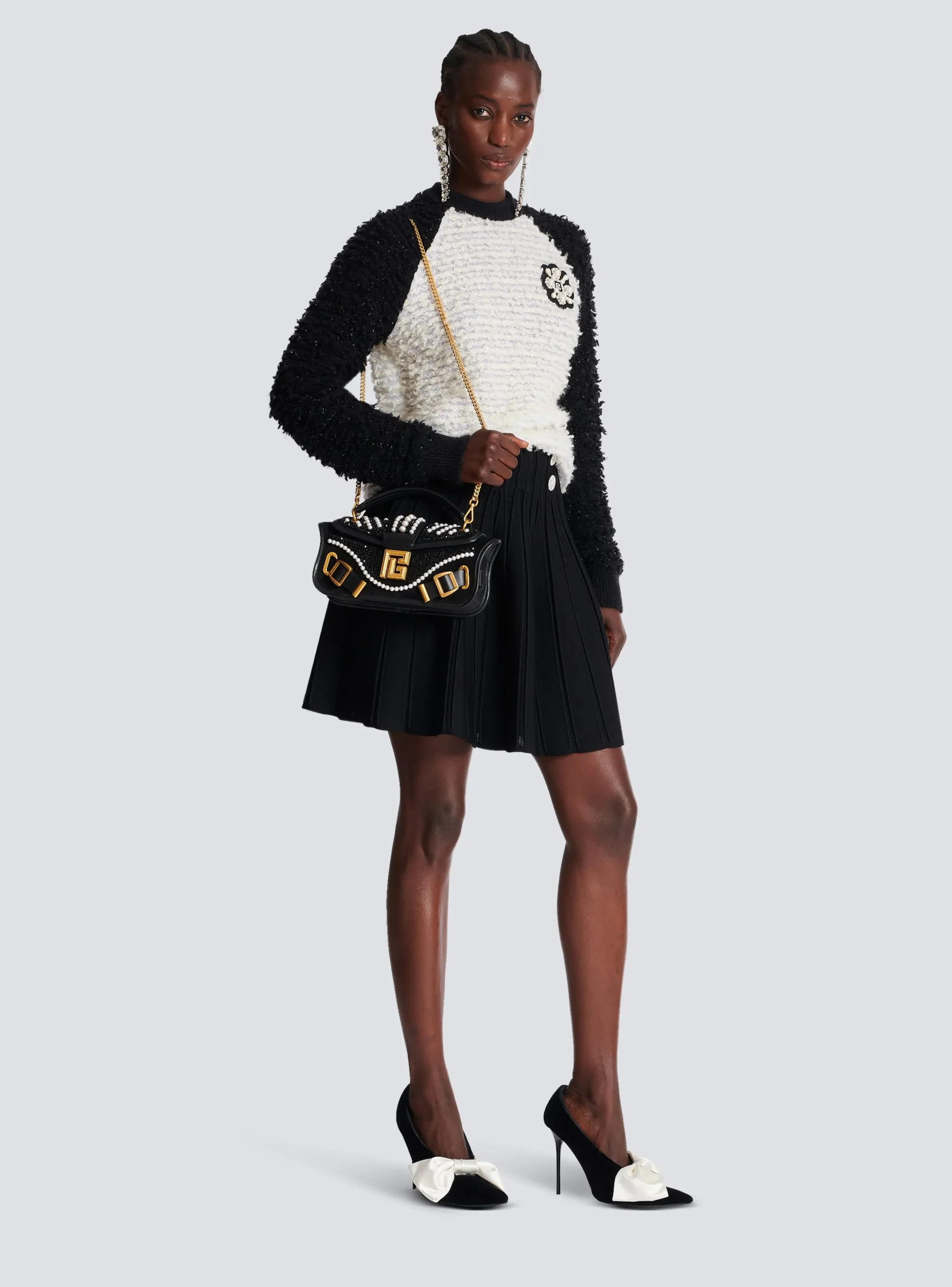 Blaze Pouch Bag In Beaded Leather-Balmain Clearance