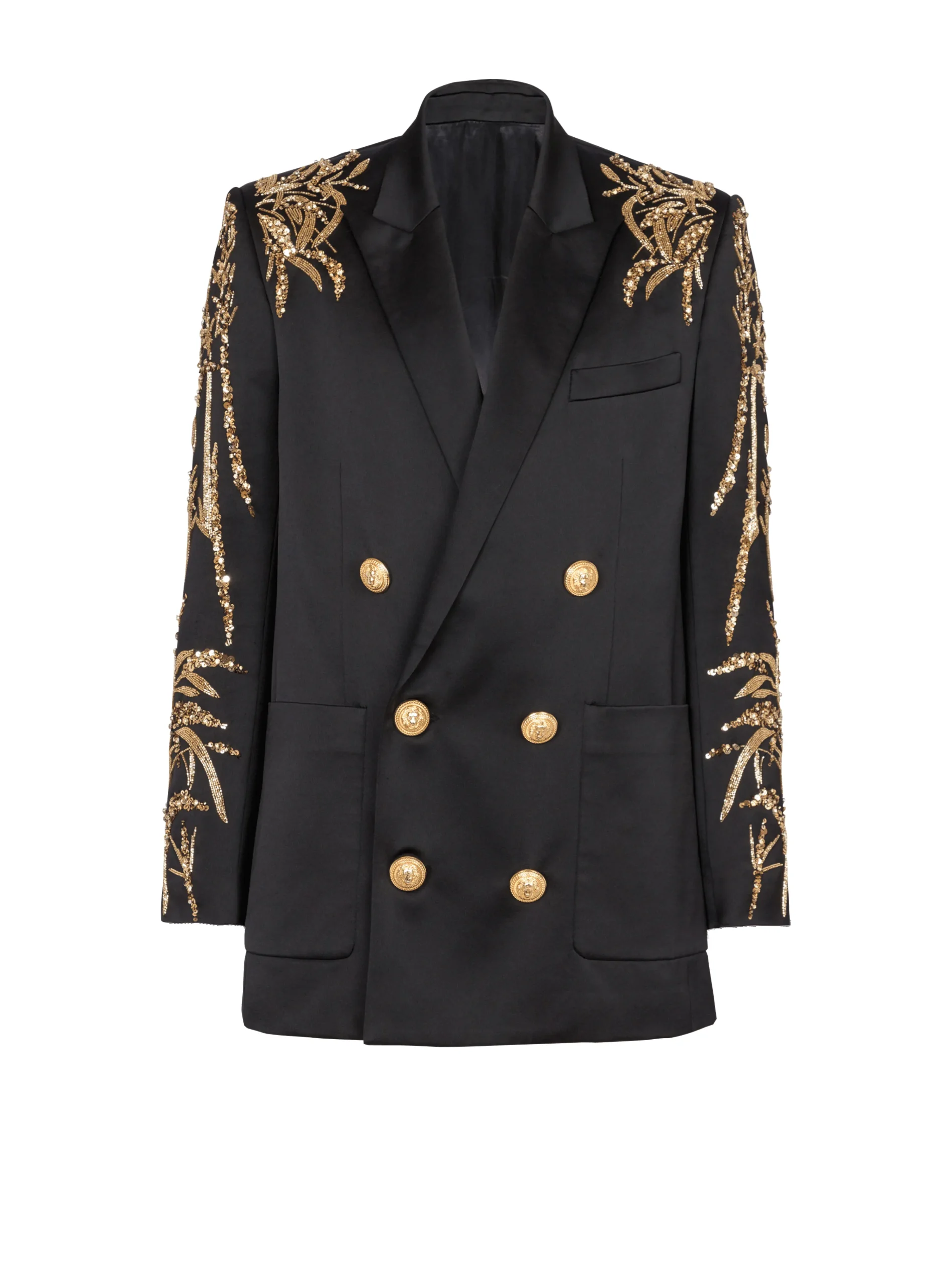 Blazer With Embroidered Bamboo Sleeves-Balmain Shop