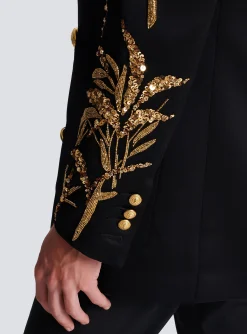Blazer With Embroidered Bamboo Sleeves-Balmain Shop