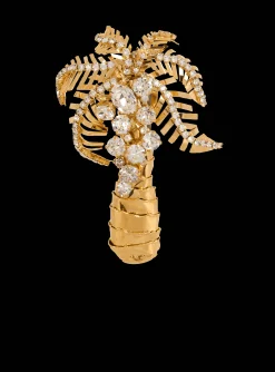 Brass And Crystal Palm Tree Brooch-Balmain Outlet
