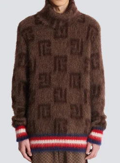 Brushed Mohair Jumper With Monogram Print-Balmain Fashion