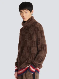 Brushed Mohair Jumper With Monogram Print-Balmain Fashion