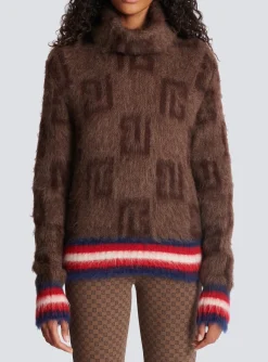 Brushed Mohair Jumper With Monogram Print-Balmain Fashion