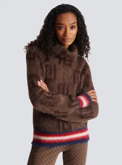 Brushed Mohair Jumper With Monogram Print-Balmain Fashion