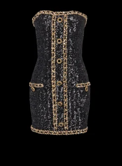 Bustier Dress With Sequin Embroidery-Balmain Sale