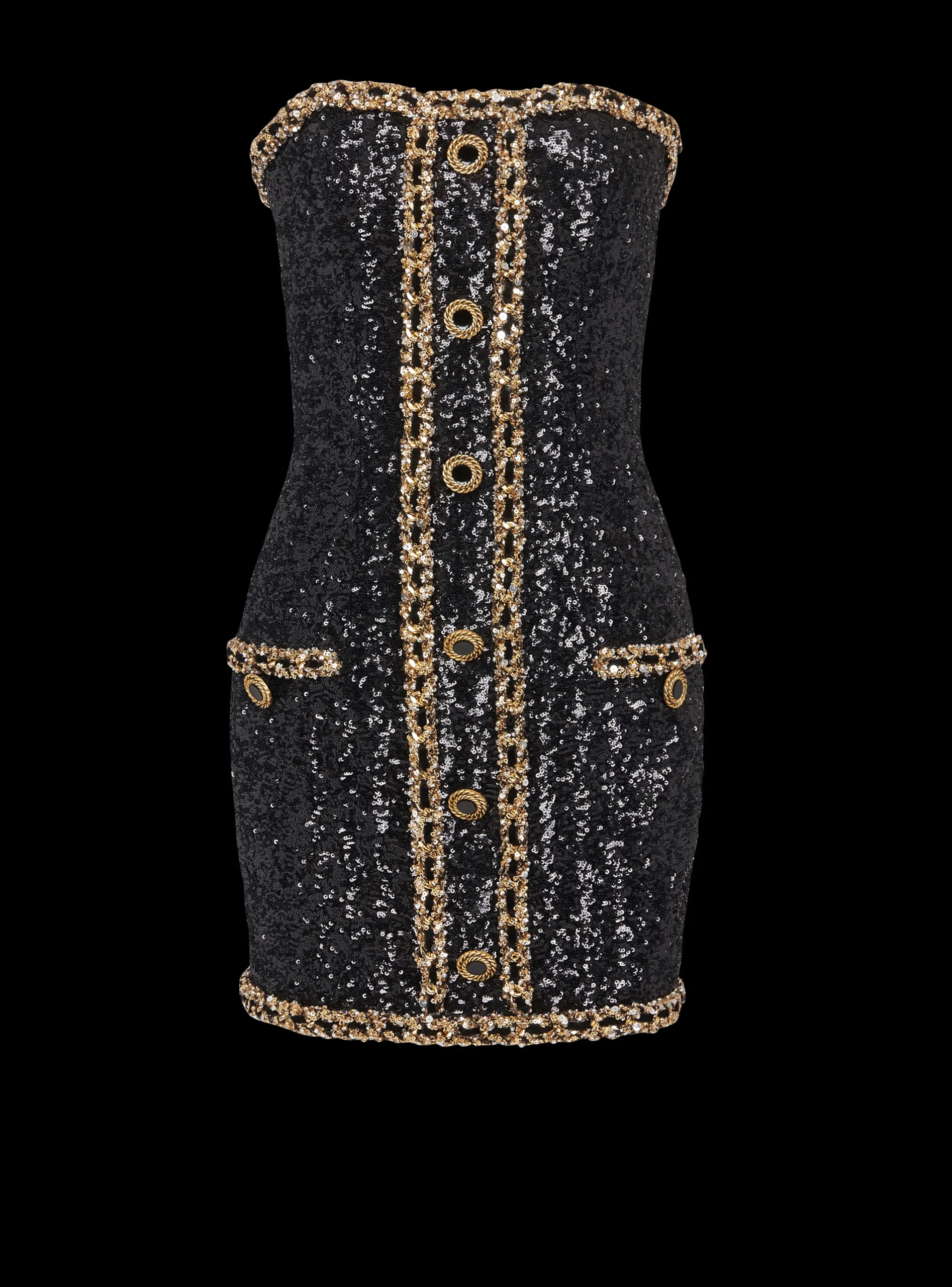 Bustier Dress With Sequin Embroidery-Balmain Sale