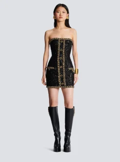 Bustier Dress With Sequin Embroidery-Balmain Sale