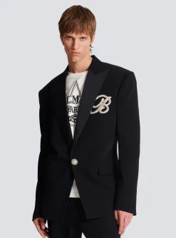1-button Crepe And Satin Jacket-Balmain Clearance