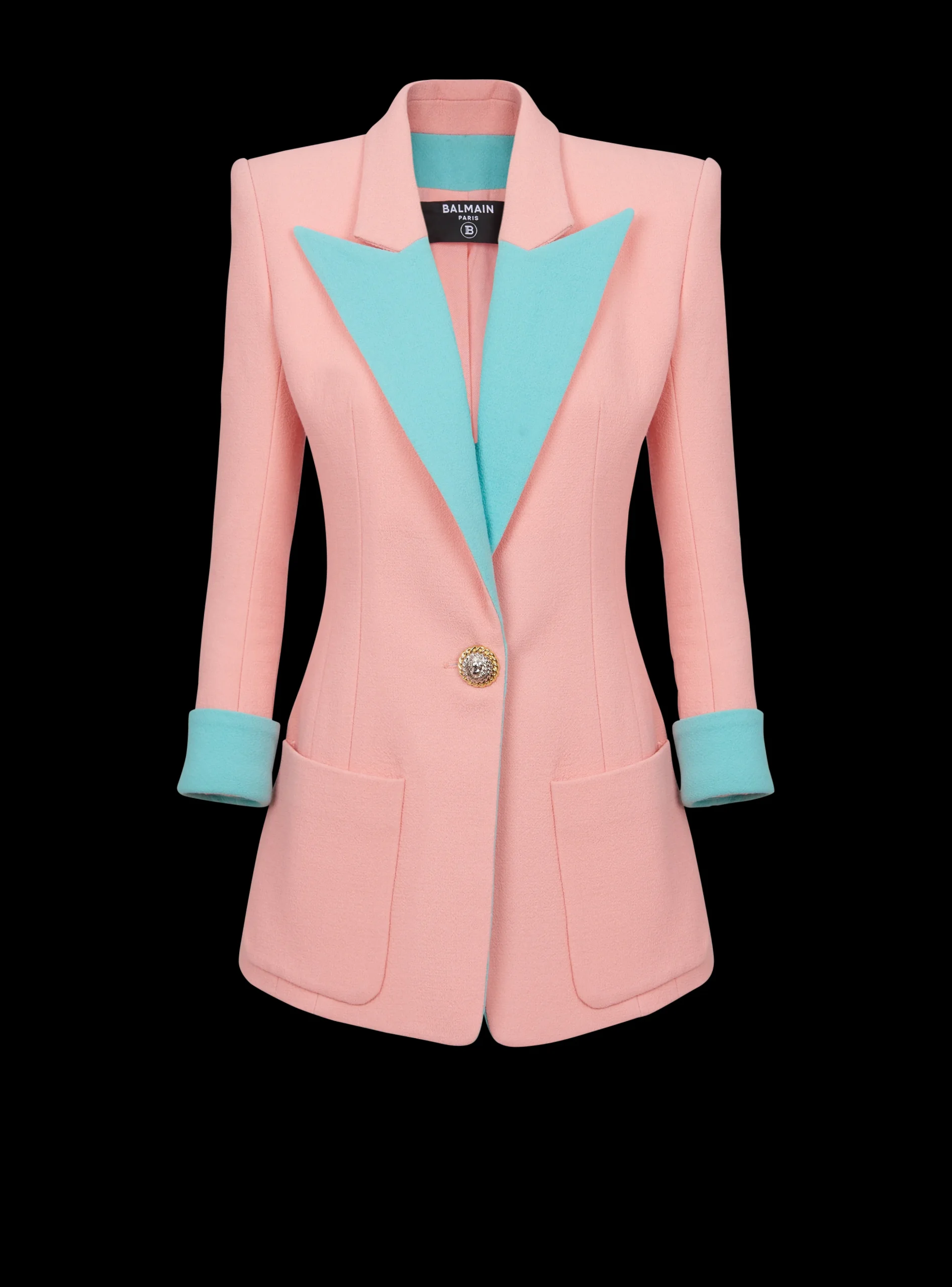 1-button Double Crepe Two-tone Jacket-Balmain Hot