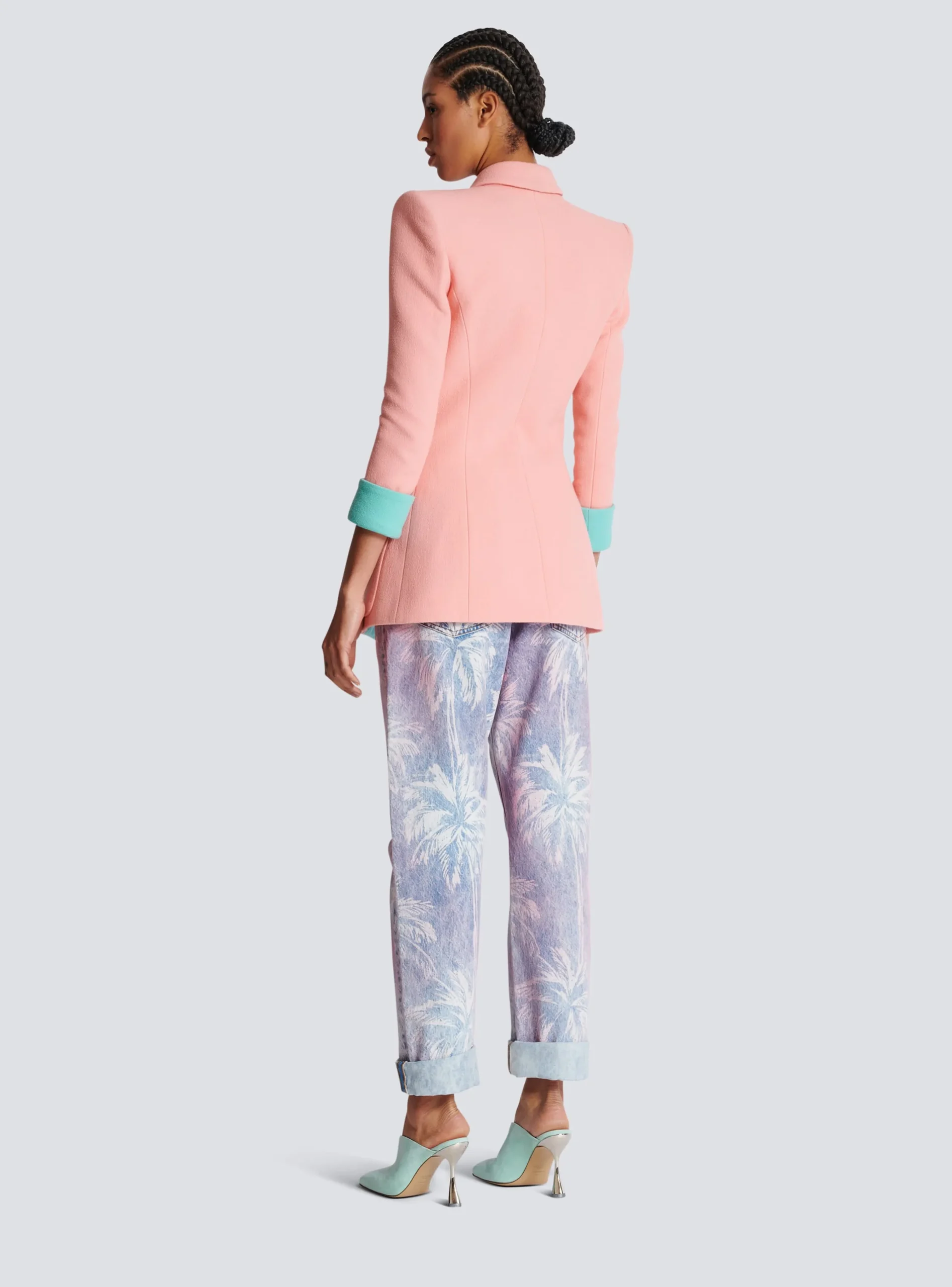 1-button Double Crepe Two-tone Jacket-Balmain Hot