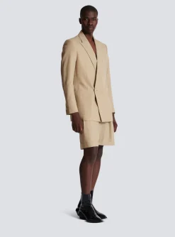 1-button Jacket In Fluid Canvas-Balmain Sale