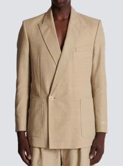 1-button Jacket In Fluid Canvas-Balmain Sale