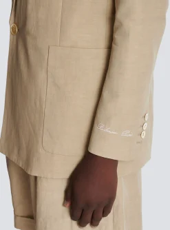1-button Jacket In Fluid Canvas-Balmain Sale