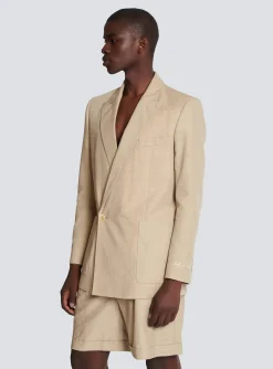 1-button Jacket In Fluid Canvas-Balmain Sale