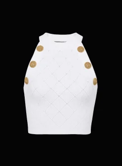 6-button Knit Tank Top-Balmain Discount
