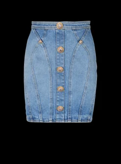 Buttoned Denim Skirt-Balmain Hot