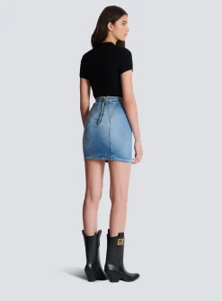 Buttoned Denim Skirt-Balmain Hot