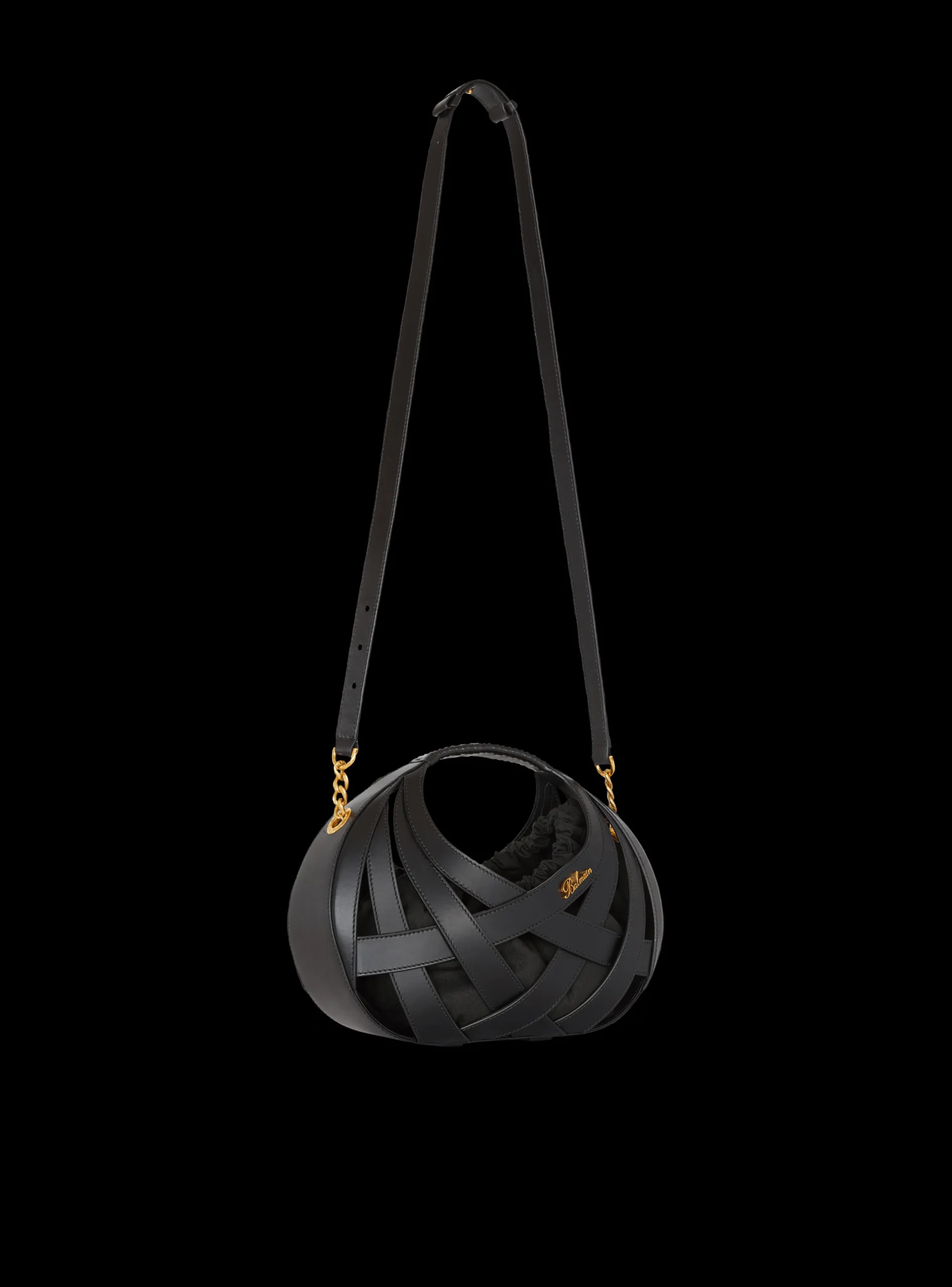 Calfskin Basket Bag With An Openwork Grid Motif-Balmain Online