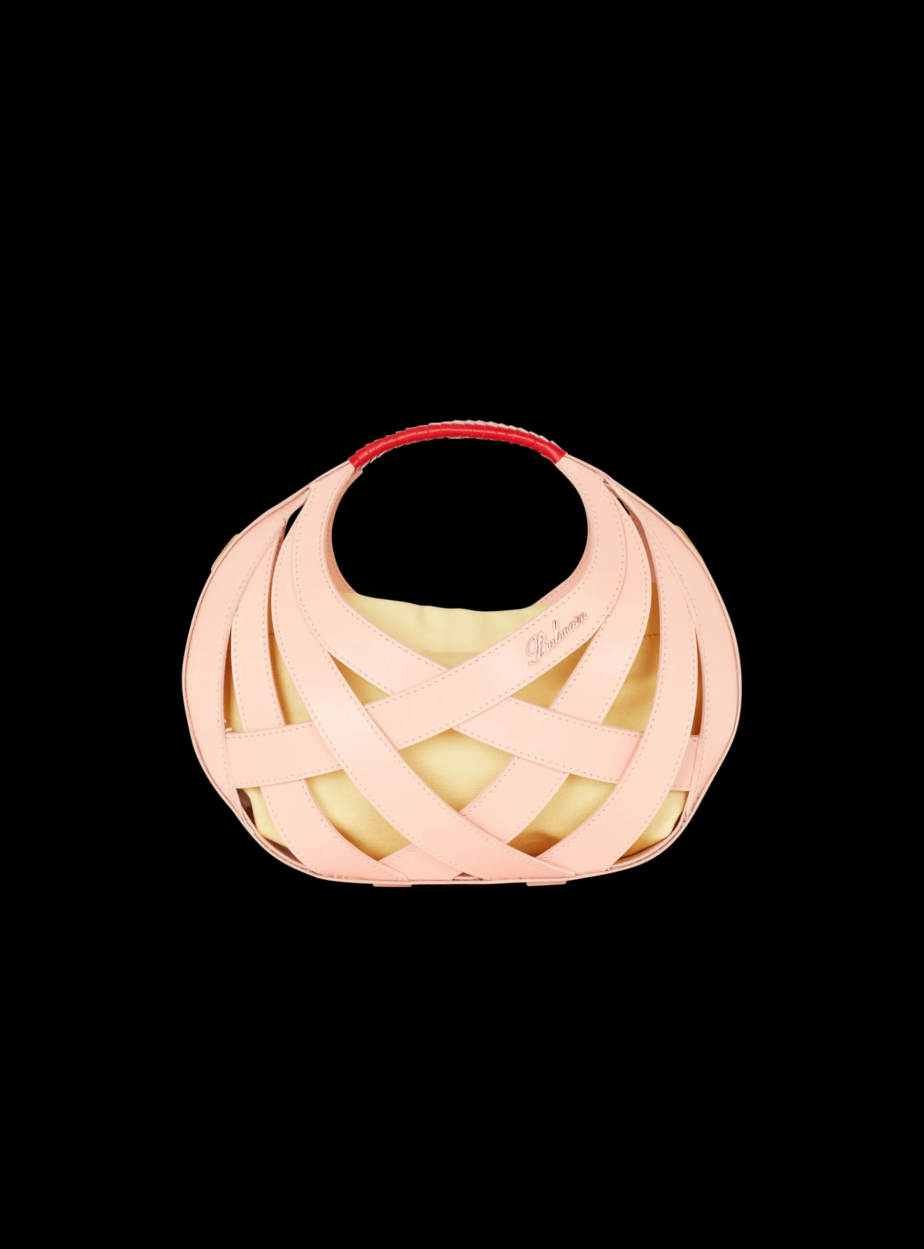 Calfskin Basket Bag With An Openwork Grid Motif-Balmain Outlet