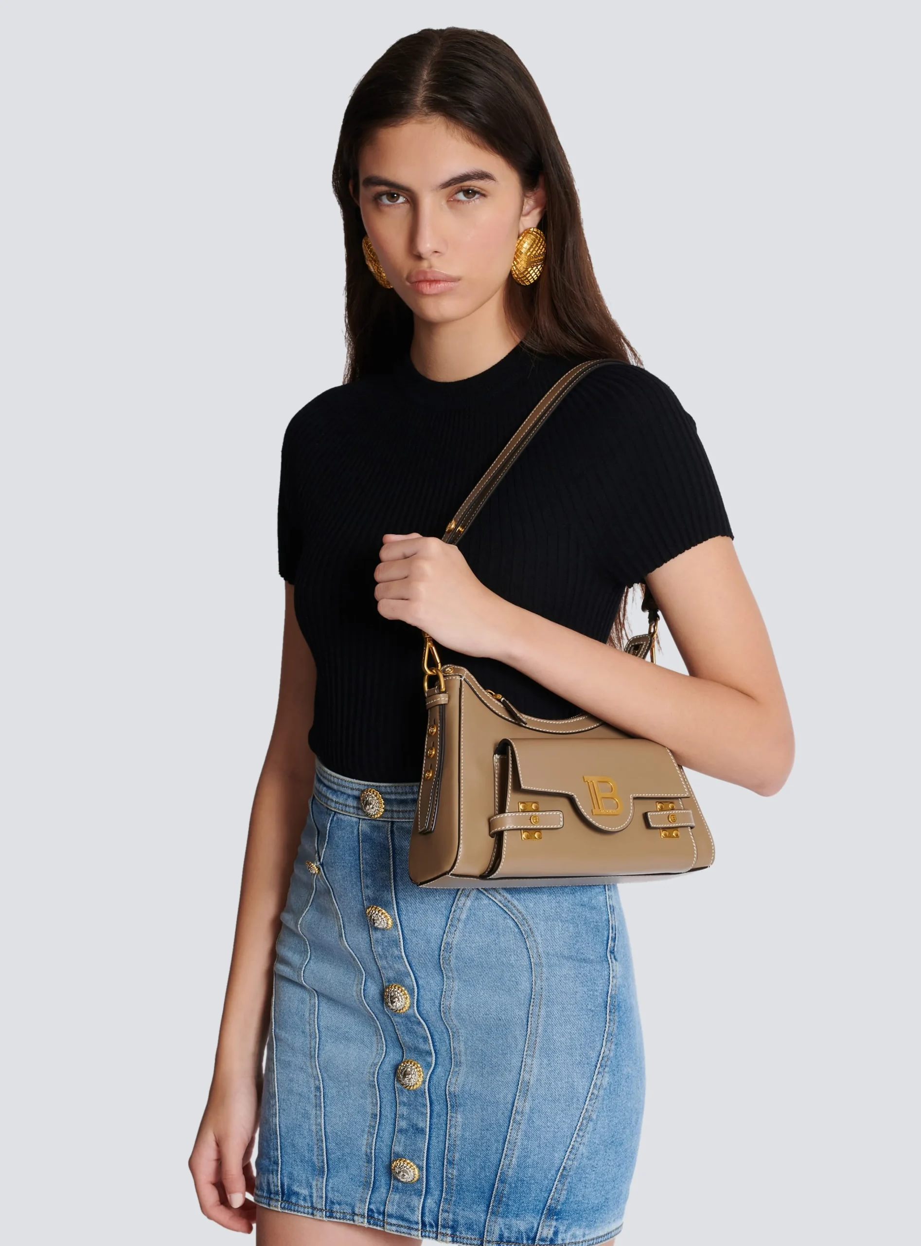 Calfskin B-Buzz Hobo Bag-Balmain Shop