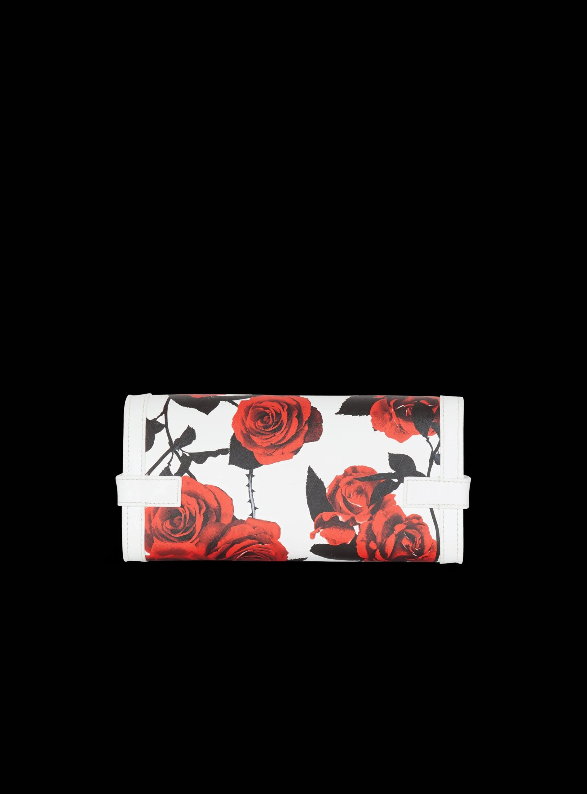 Calfskin B-Buzz Pouch 23 With A Roses Print And Embossed Grid Motif-Balmain Online