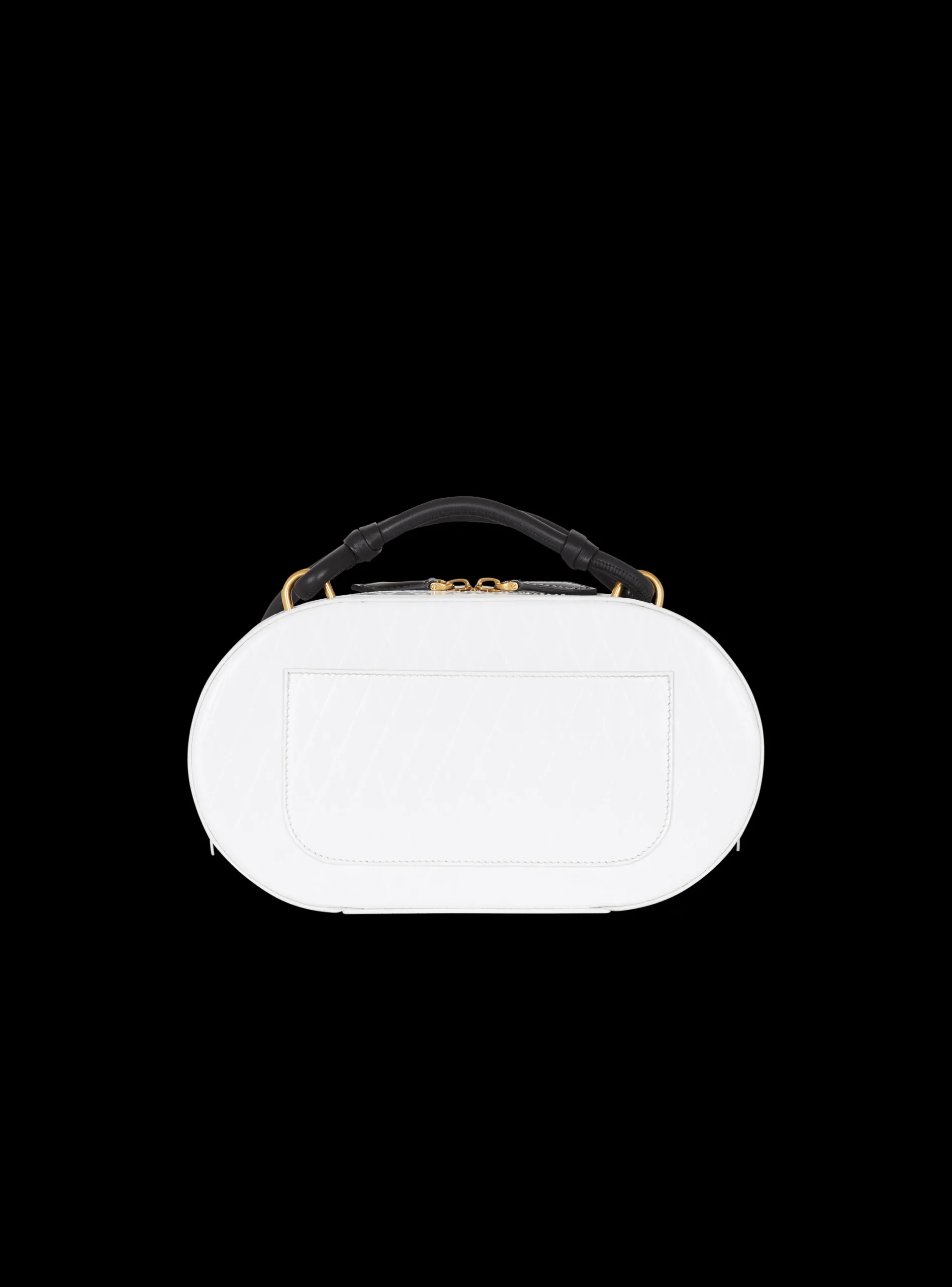 Calfskin Radio Bag With Signature And Embossed Grid Motif-Balmain Fashion