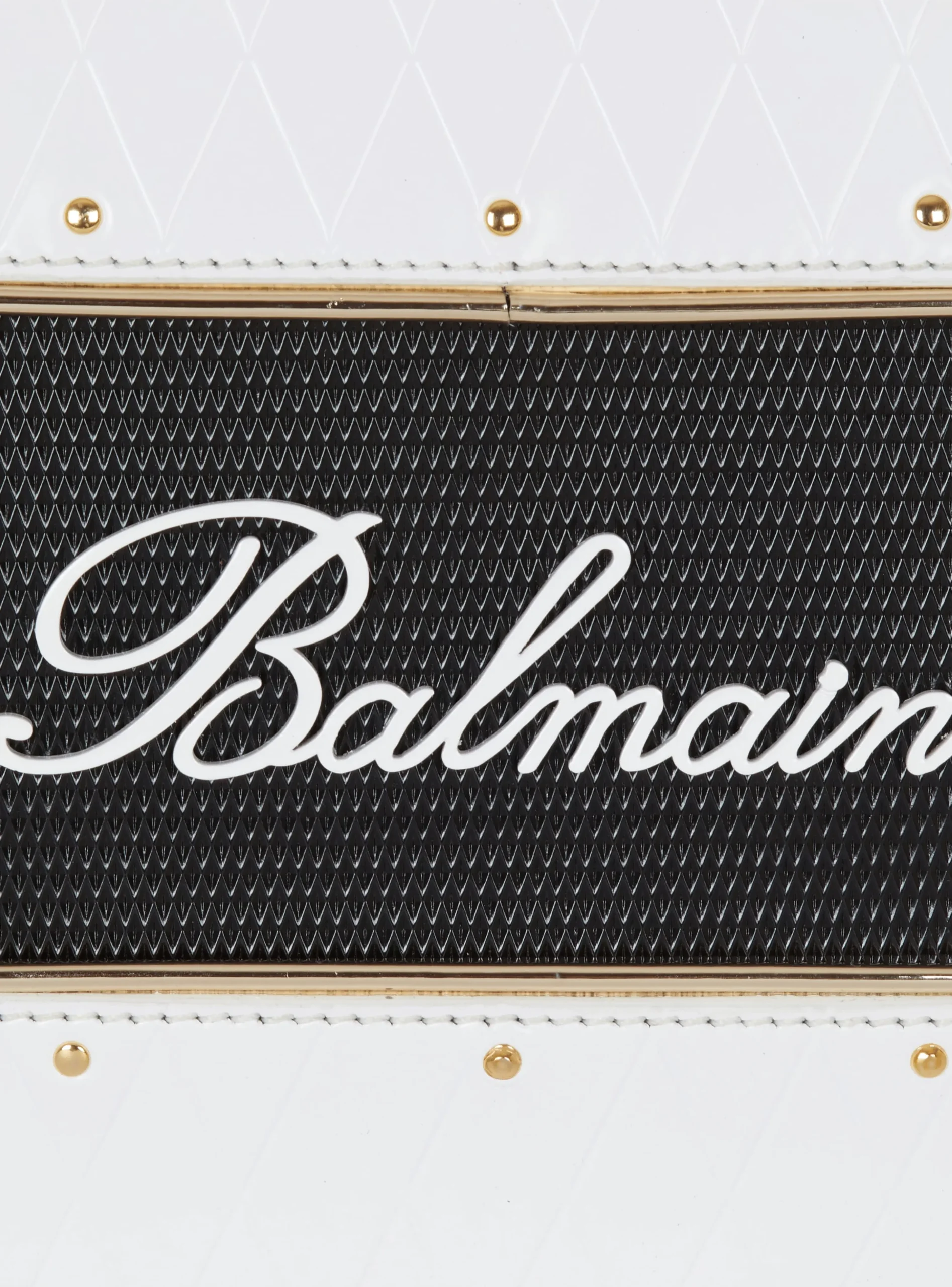 Calfskin Radio Bag With Signature And Embossed Grid Motif-Balmain Fashion