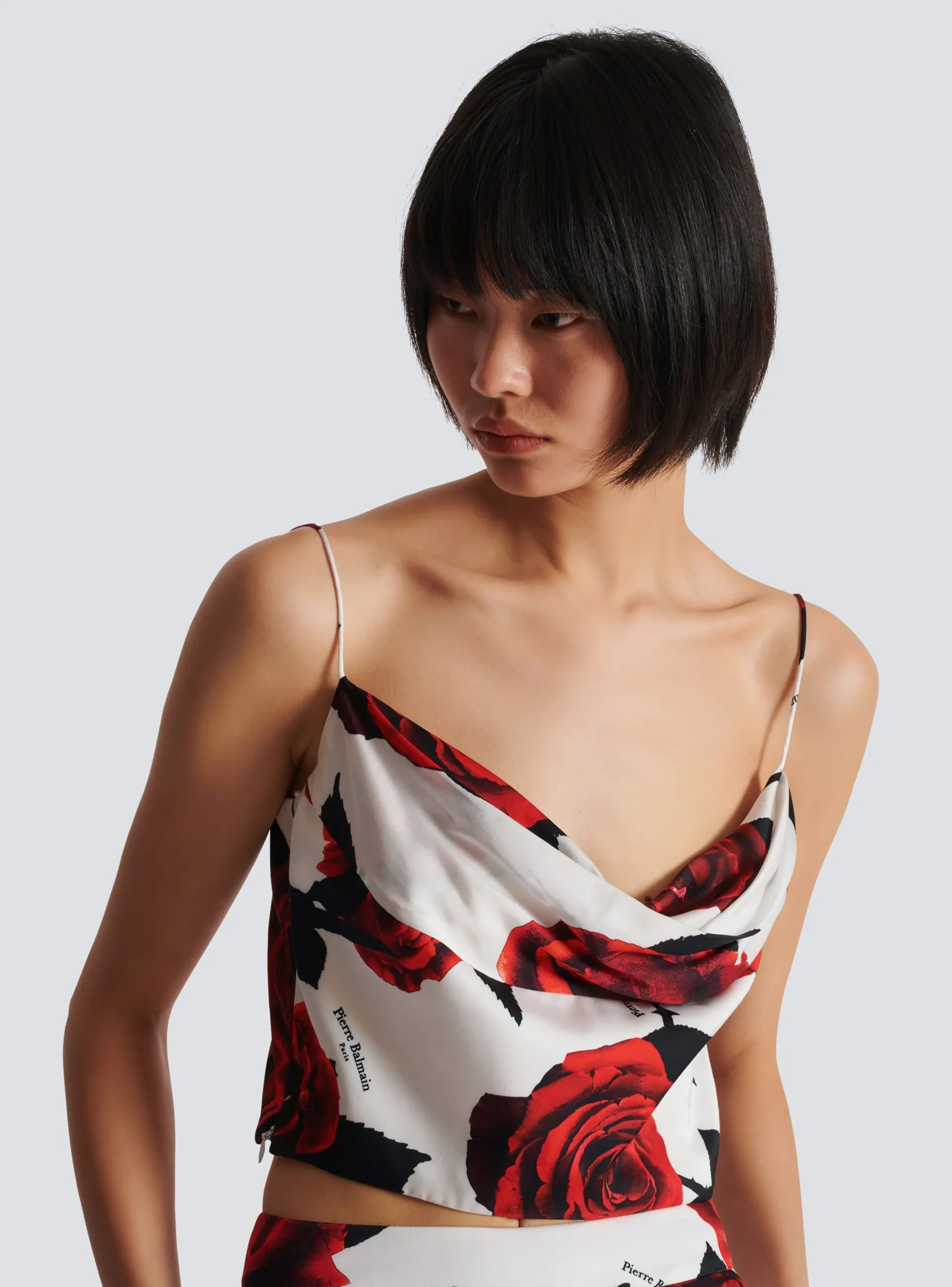 Cami Top With Roses Print-Balmain Cheap
