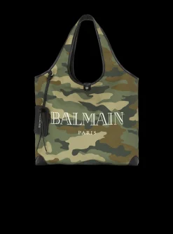 Camouflage Canvas B-Army Grocery Bag With Vintage Logo-Balmain Cheap