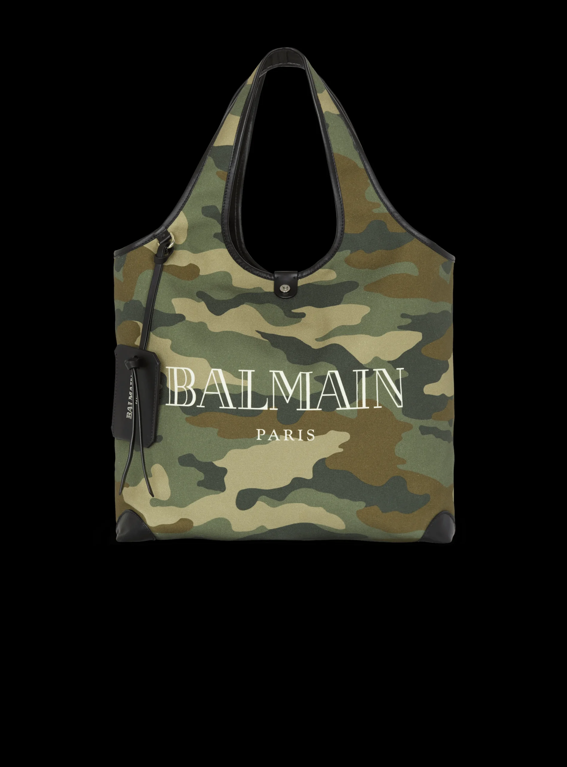 Camouflage Canvas B-Army Grocery Bag With Vintage Logo-Balmain Cheap