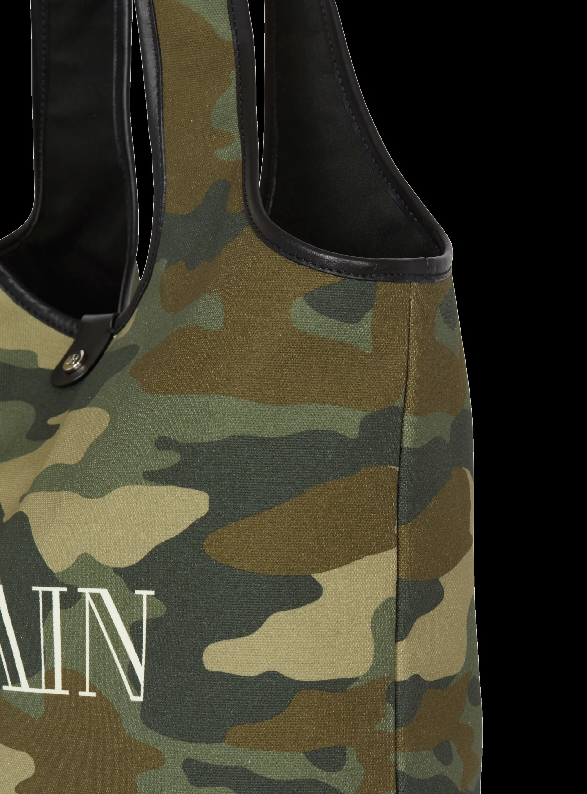 Camouflage Canvas B-Army Grocery Bag With Vintage Logo-Balmain Cheap