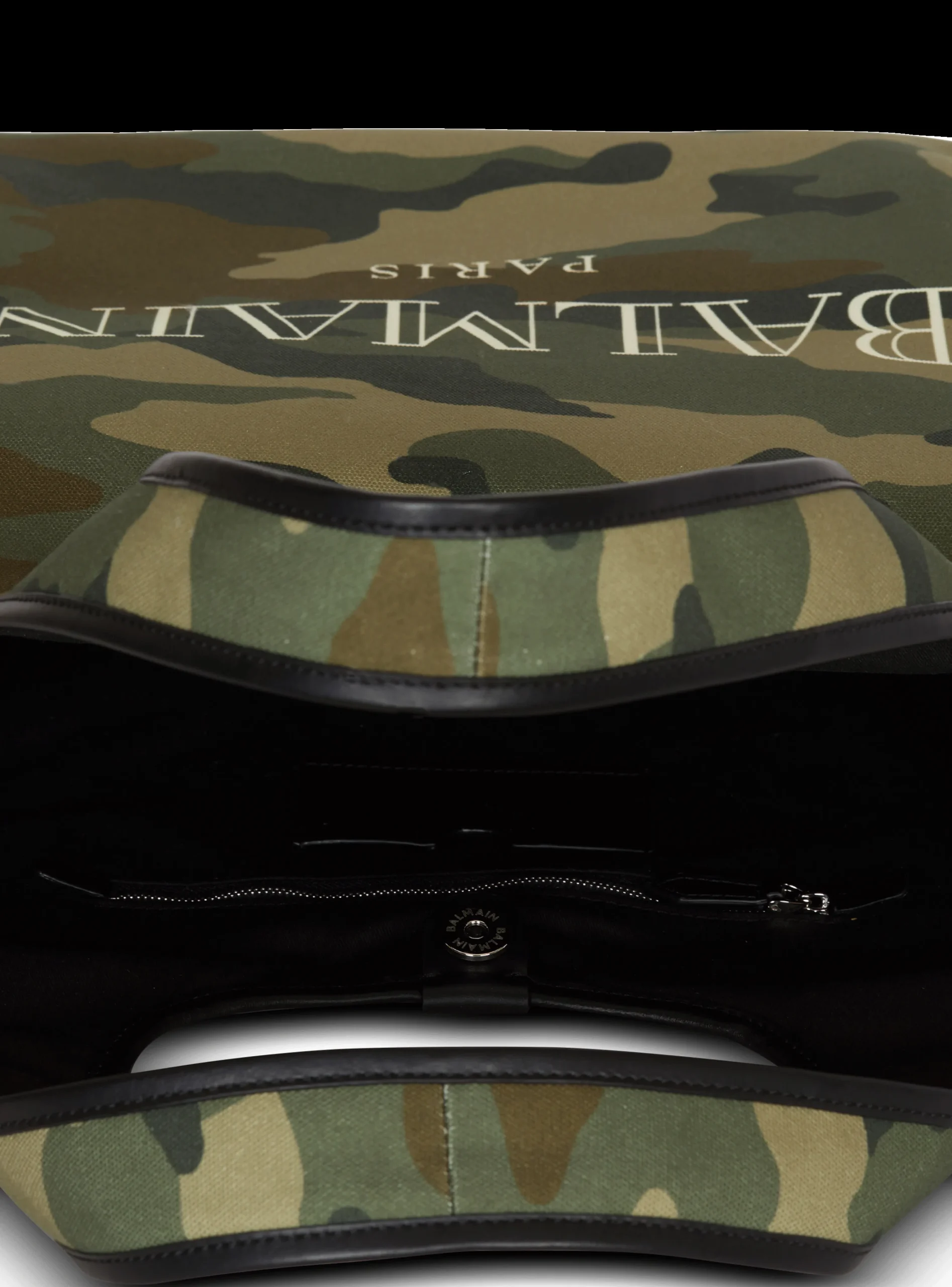 Camouflage Canvas B-Army Grocery Bag With Vintage Logo-Balmain Cheap