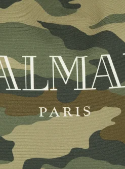 Camouflage Canvas B-Army Grocery Bag With Vintage Logo-Balmain Cheap