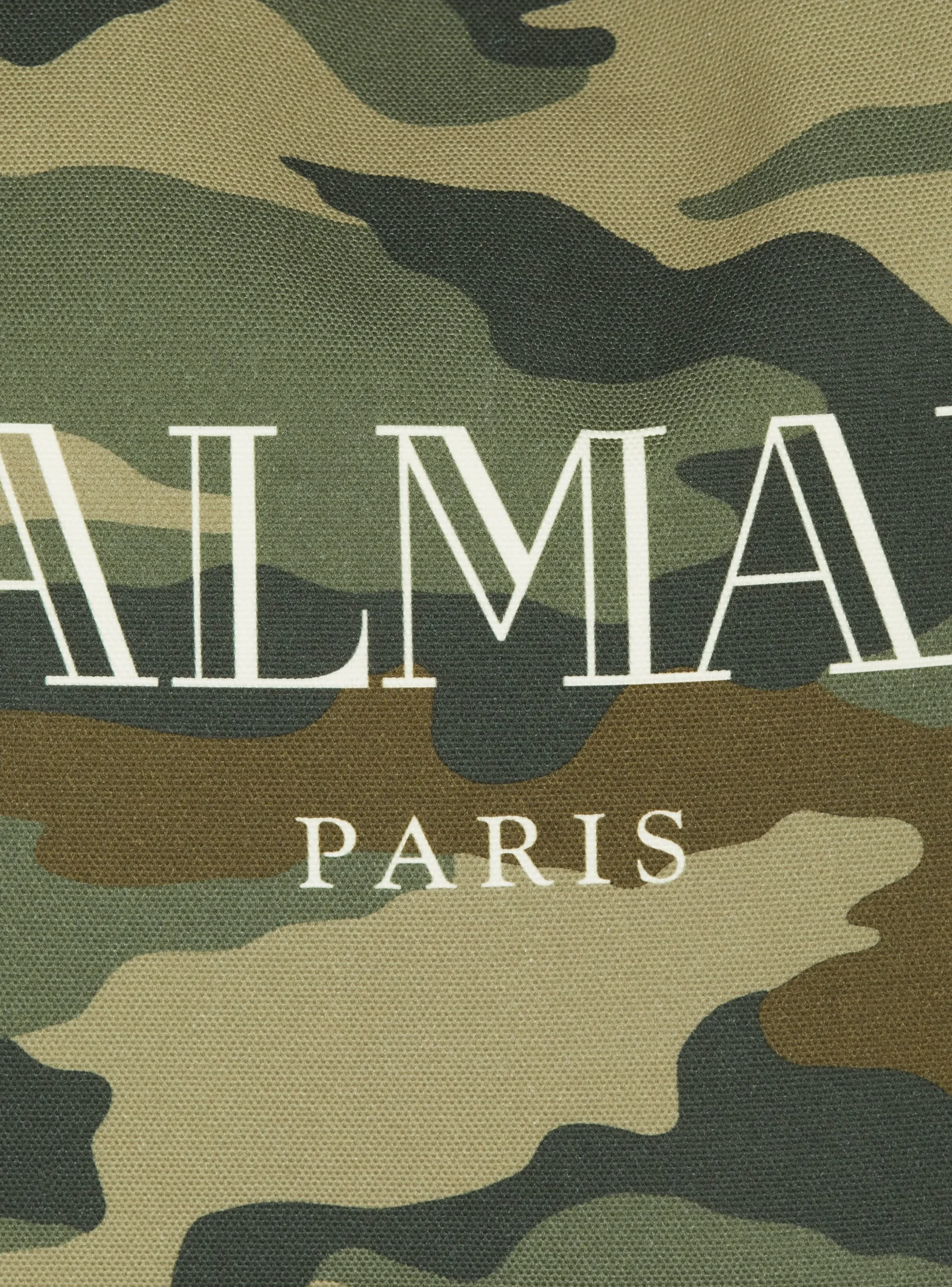 Camouflage Canvas B-Army Grocery Bag With Vintage Logo-Balmain Cheap